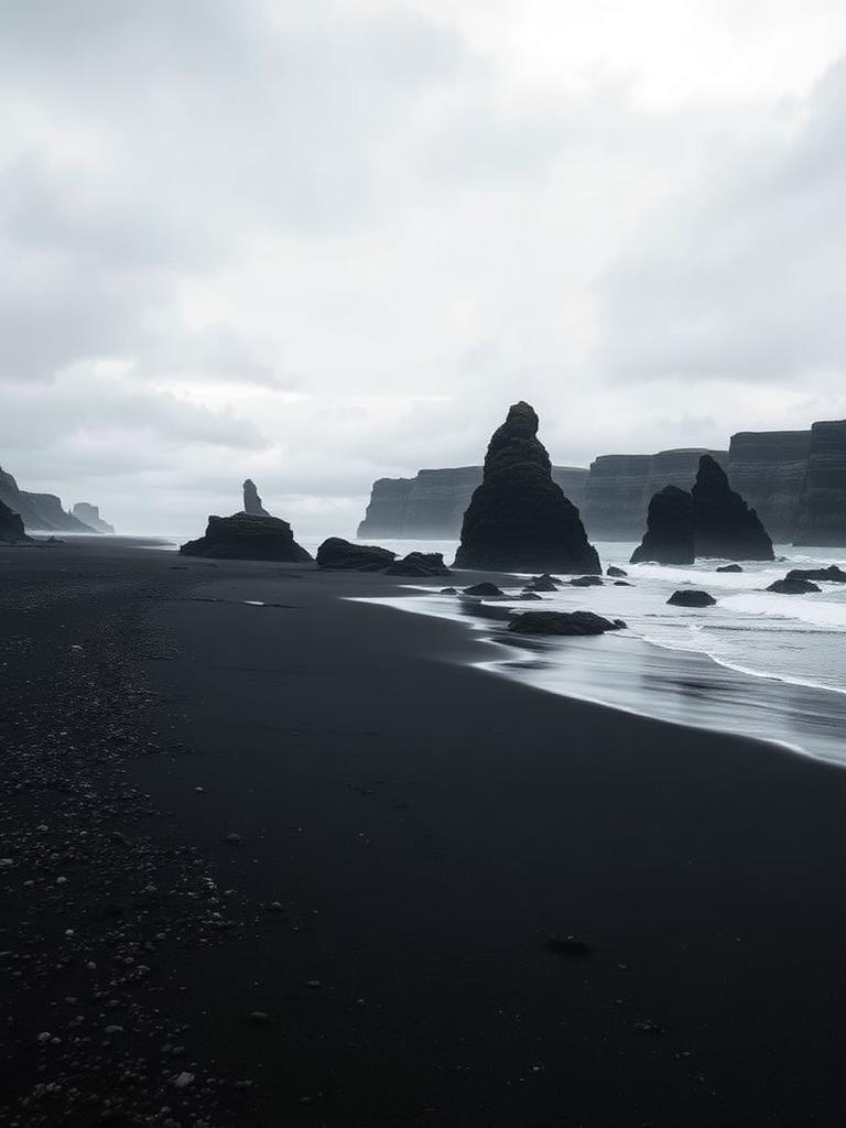 A black sand beach in Iceland