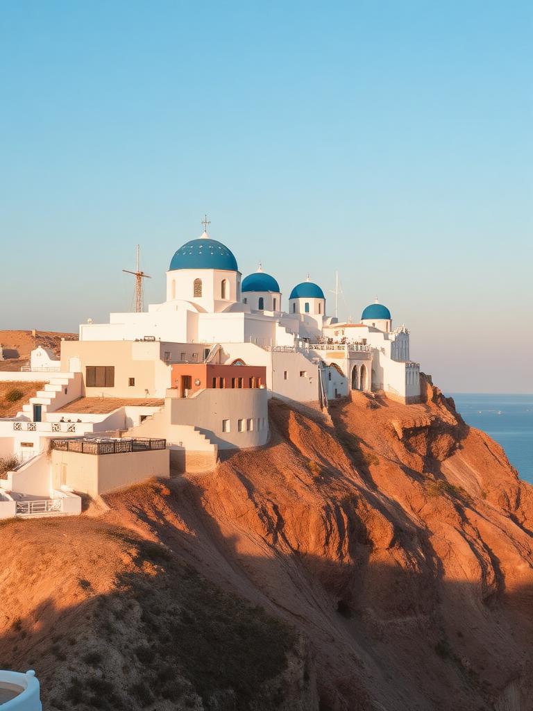 Santorini above the Aegean sea